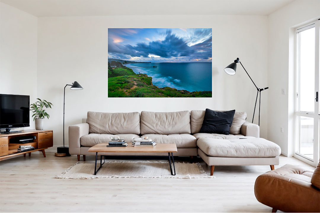 Ansel Adams View La Jolla landscape wall art displayed in a modern interior